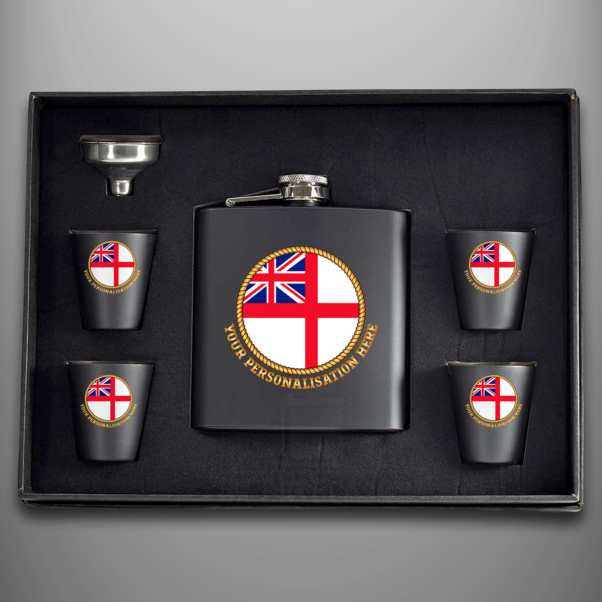 Personalised Hip Flask Set