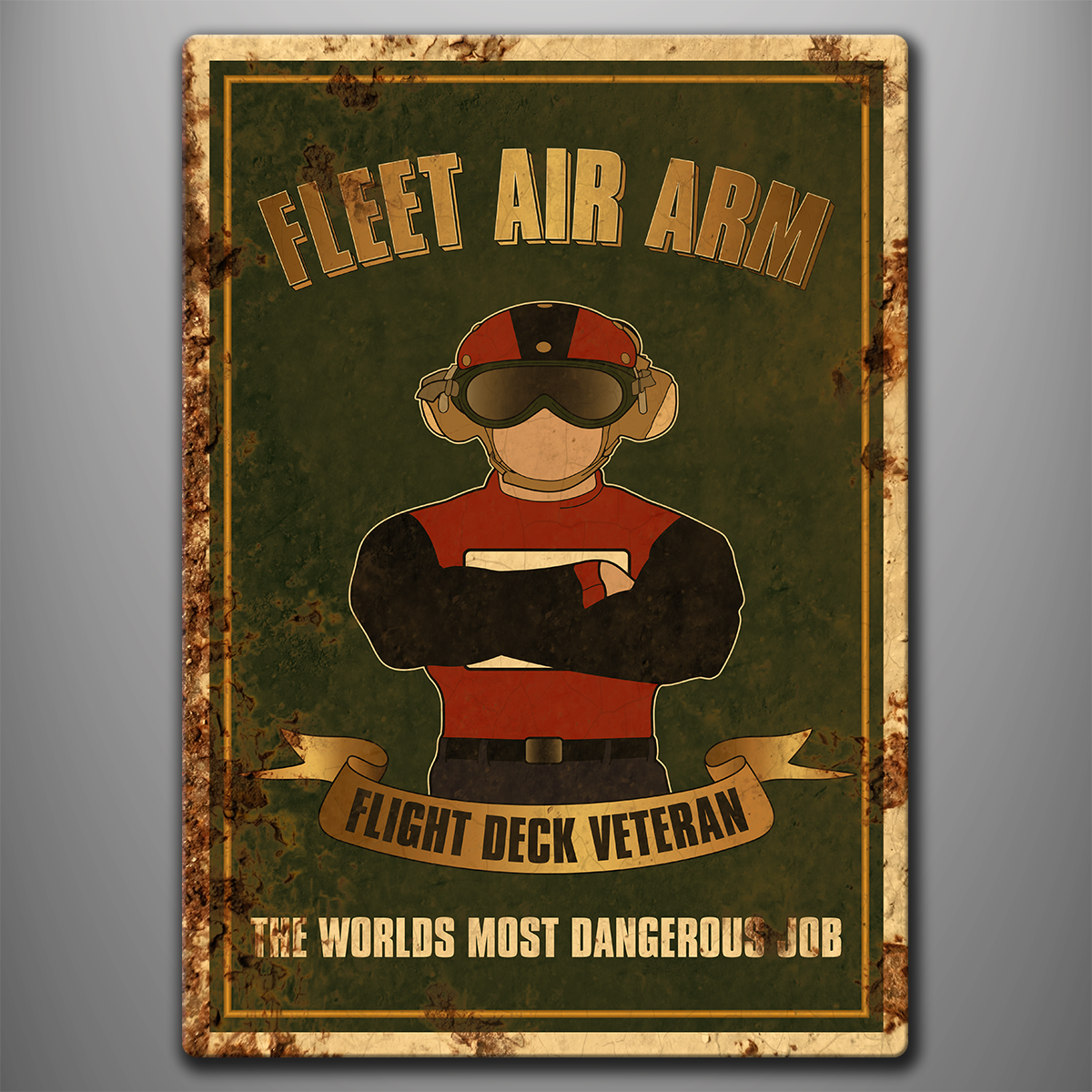 Vintage Style Aluminium Sign 'Flight Deck Veteran - Bombhead'