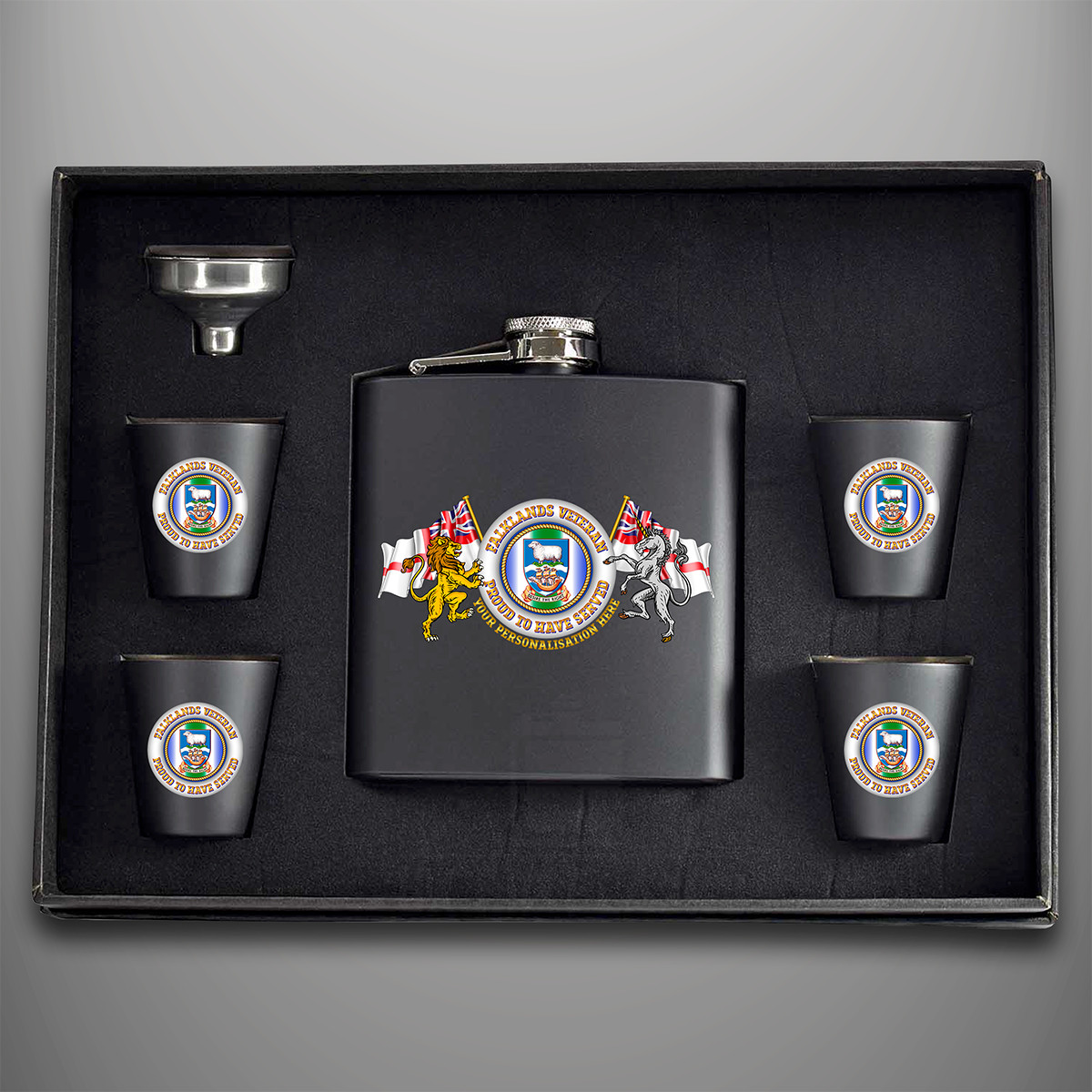 Proud to Have Served 'Falklands Veteran' Hip Flask - Personalised