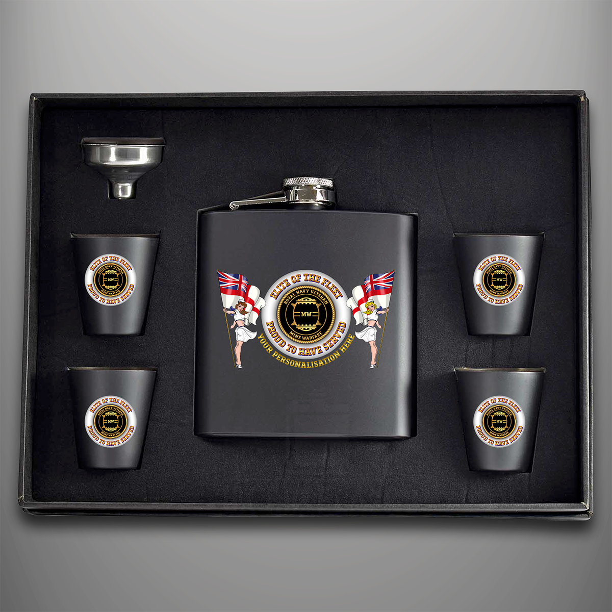 Elite of the Fleet 'Mine Warfare' Hip Flask Personalised The Rats