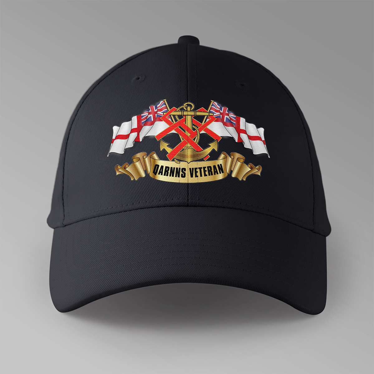QARNNS Veteran 'Ensigns' — QARNNS personalised baseball cap in black — front view