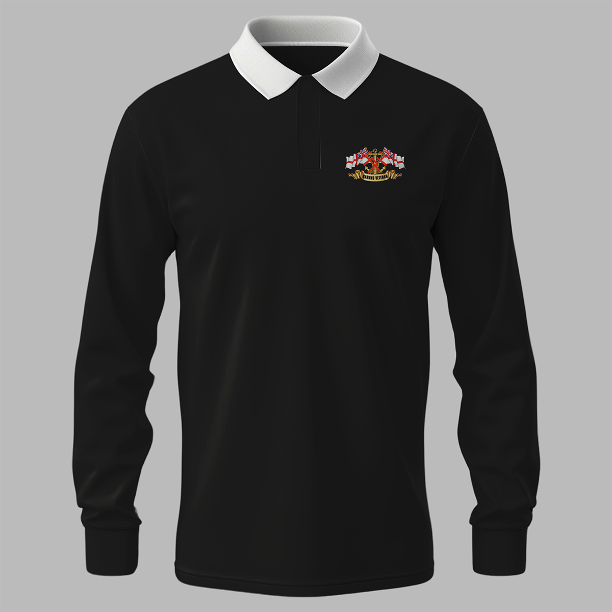 QARNNS Veteran 'Ensigns' rugby shirt in black — front view