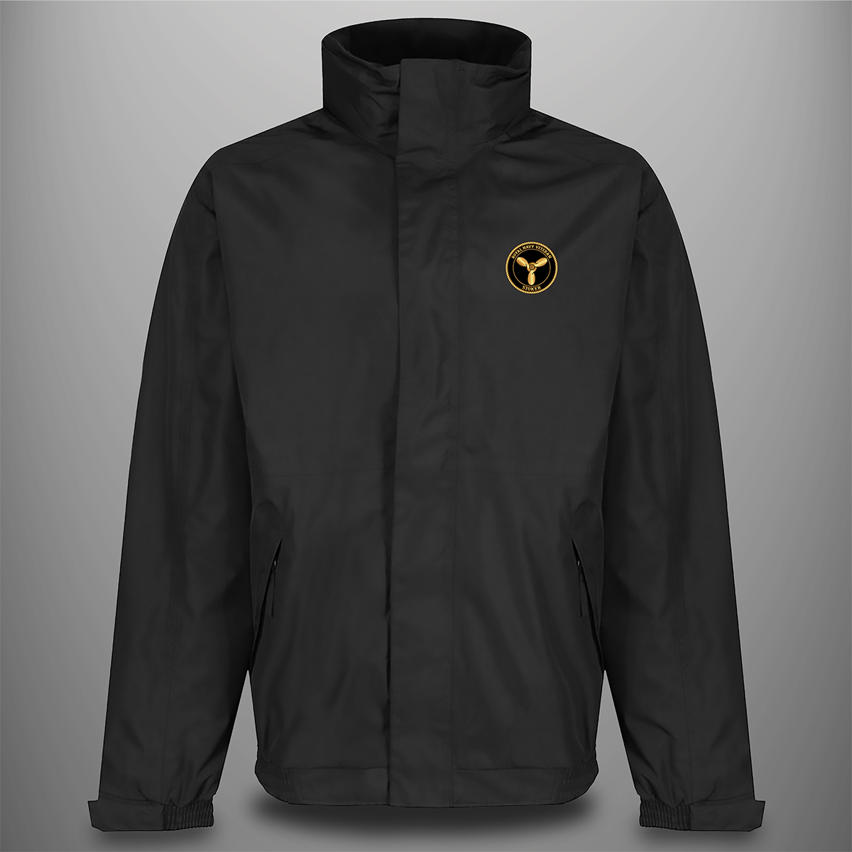 Royal Navy Veteran - Stoker Windy Burbs waterproof insulated jacket in black — front view