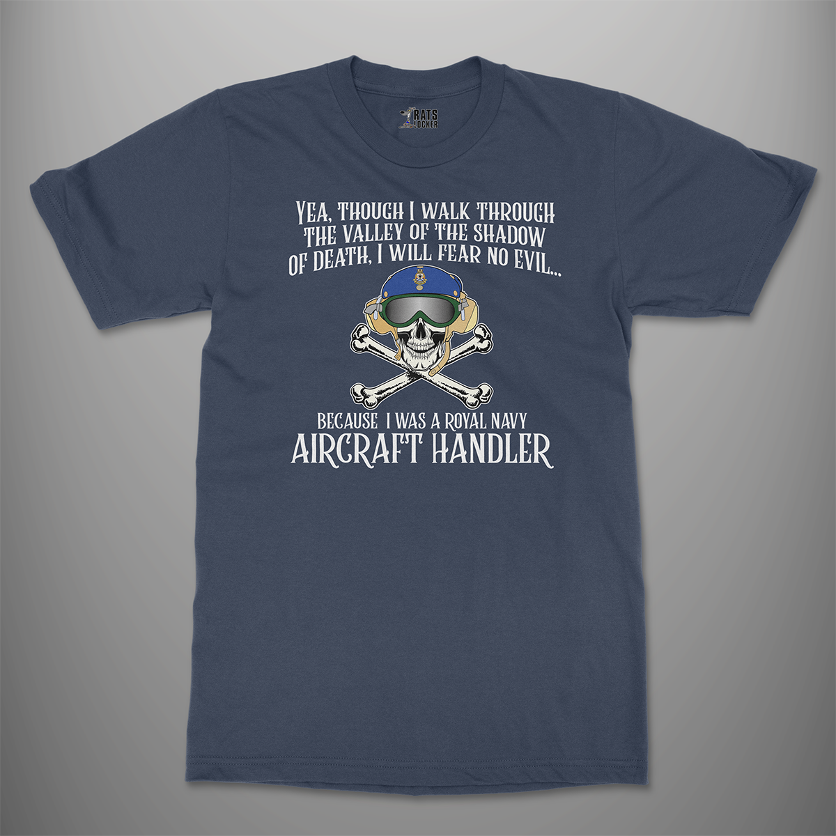 Aircraft Handler 'Valley of Death Skull' T-Shirt - Clearance – Navy Blue XL