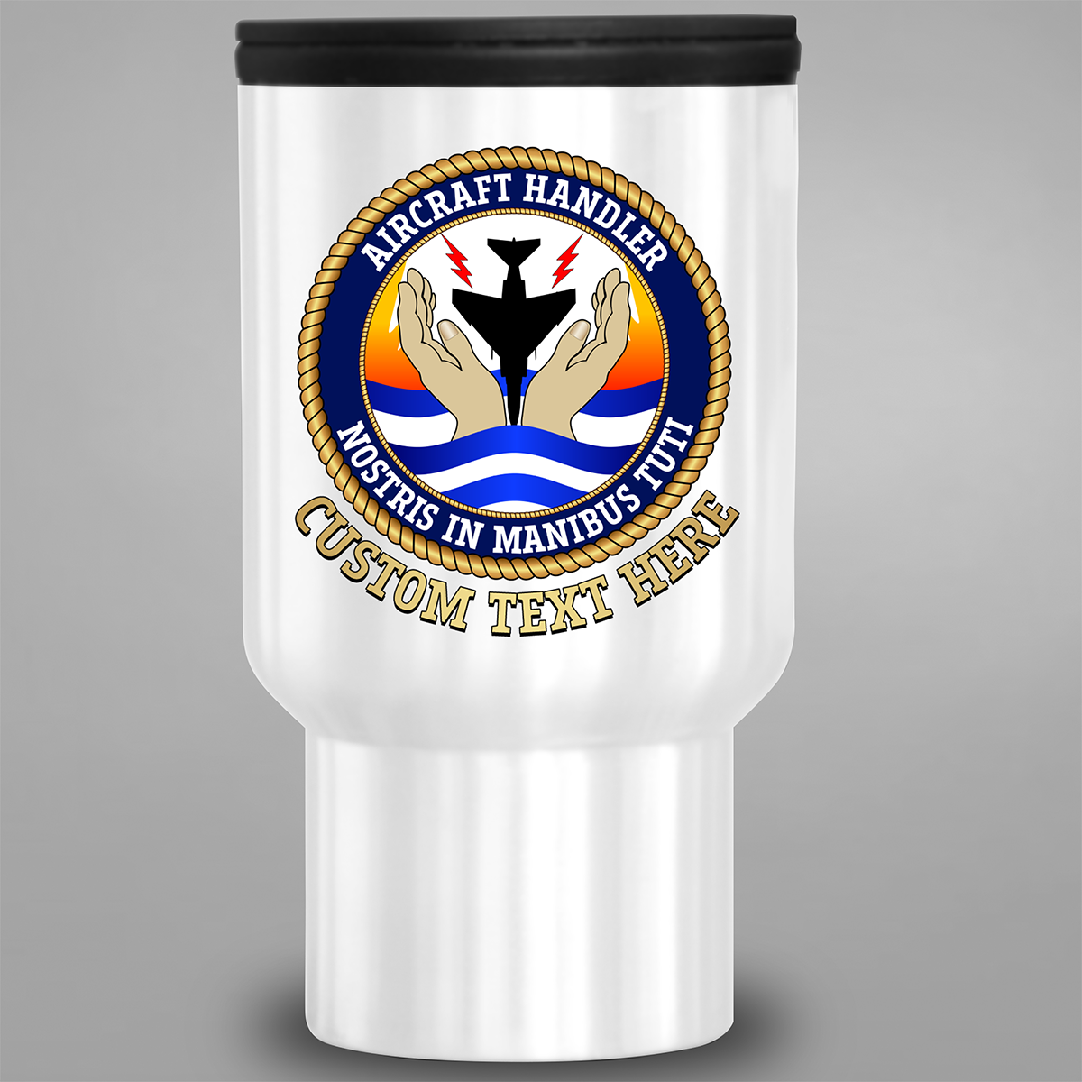 Aircraft Handler branch crest personalised travel mug