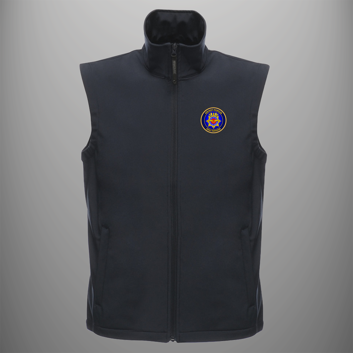 Aircraft Handler 'NACFS' Fire Station — Yeovilton soft shell body warmer in navy blue — front view