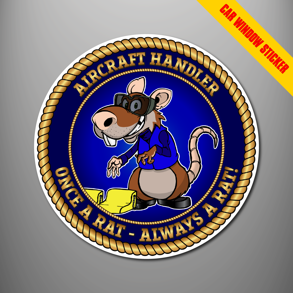Blue Aircraft Handler Once a Rat car window stickers