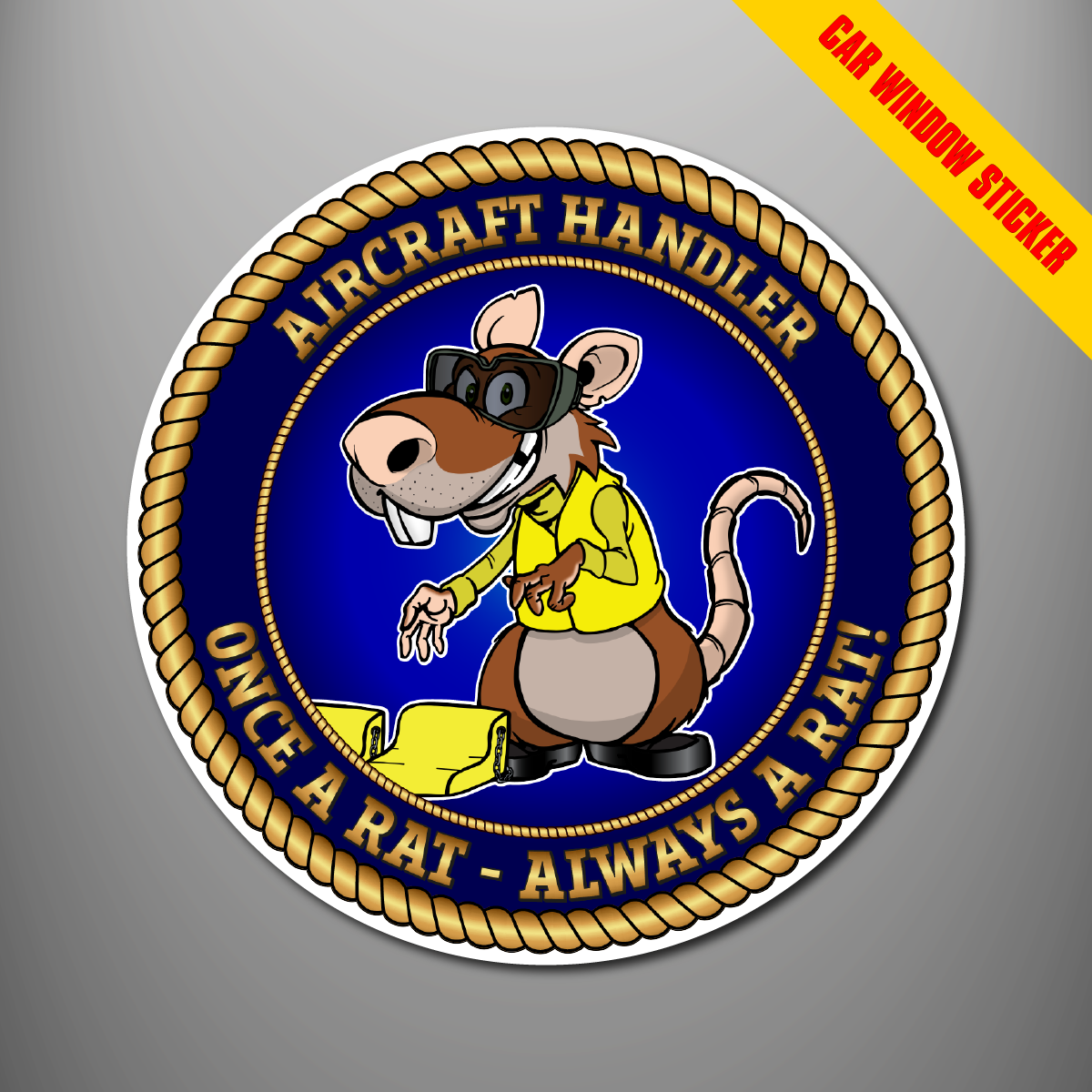 Yellow Aircraft Handler Once a Rat car window stickers