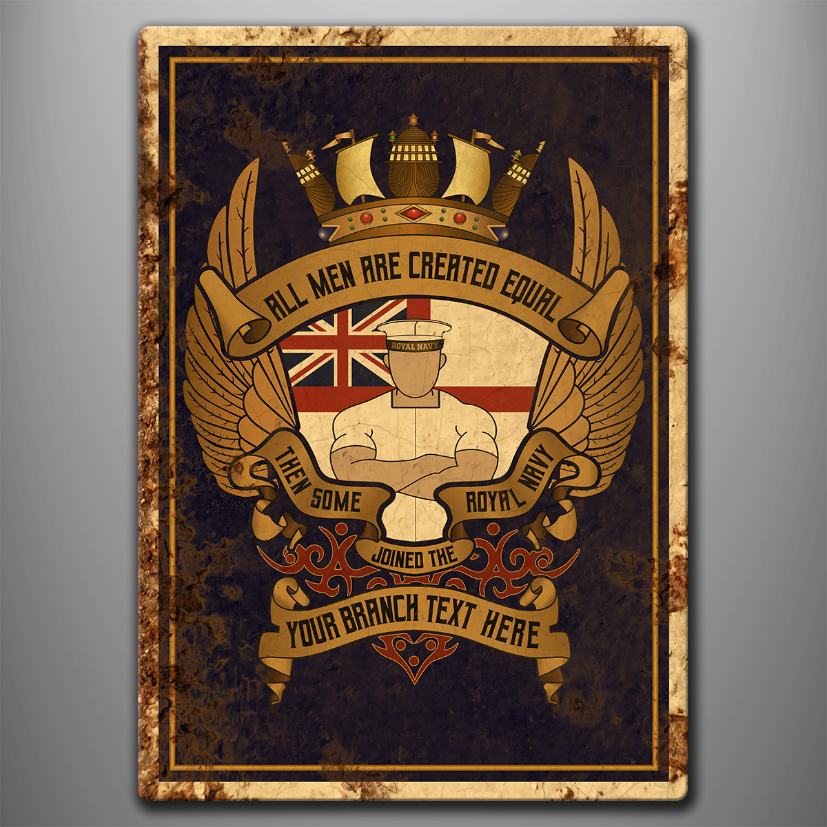 Vintage Style Aluminium Sign 'All Men Are Created Equal...'