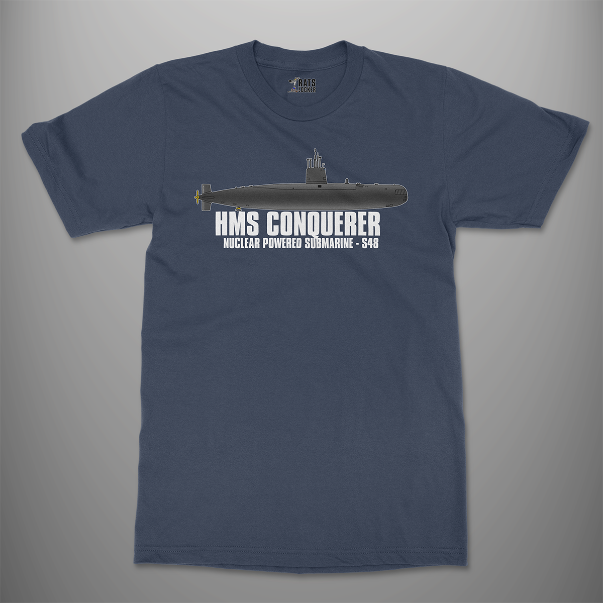 Churchill Class Submarine T-Shirt – HMS Conqueror design in navy