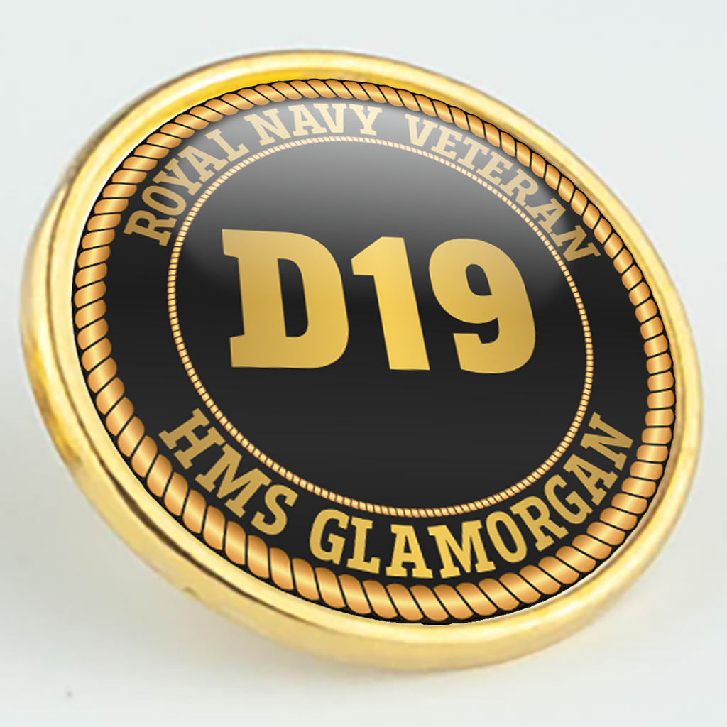 HMS Glamorgan D19 Pennant Number Pin/Lapel Badge — product view