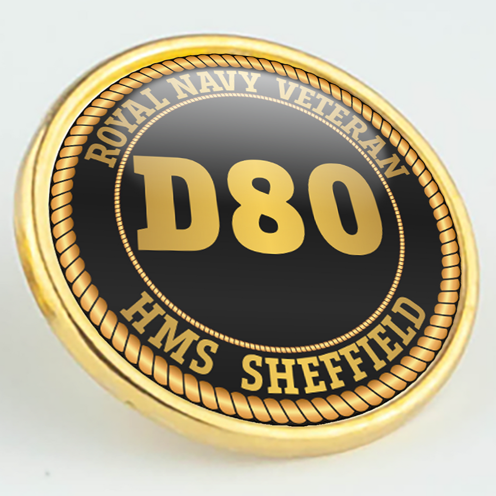 HMS Sheffield D80 Pennant Number Pin/Lapel Badge — product view