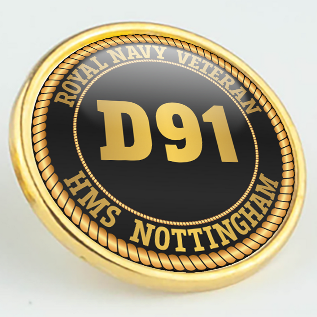 HMS Nottingham D91 Pennant Number Pin/Lapel Badge — product view
