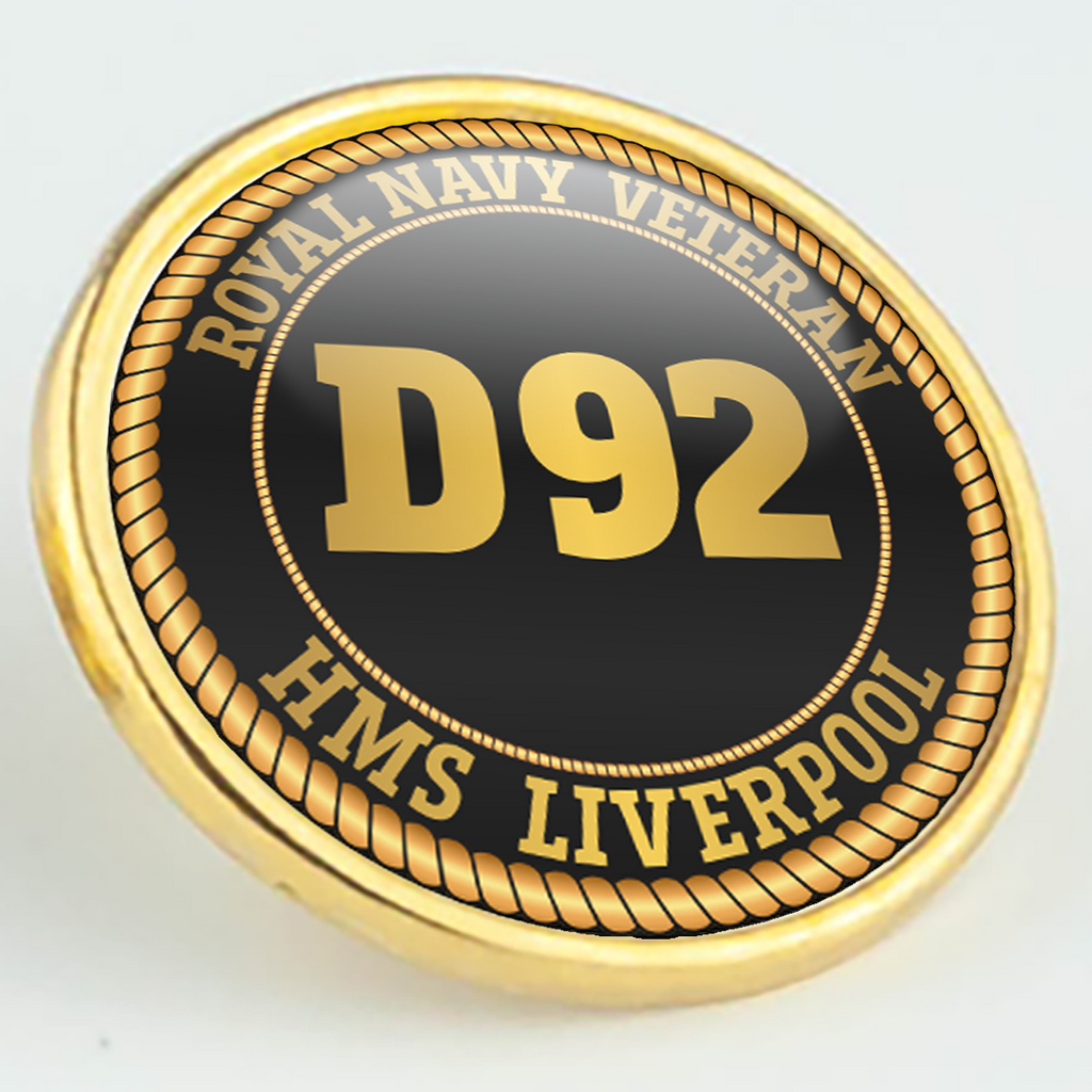 HMS Liverpool D92 Pennant Number Pin/Lapel Badge — product view