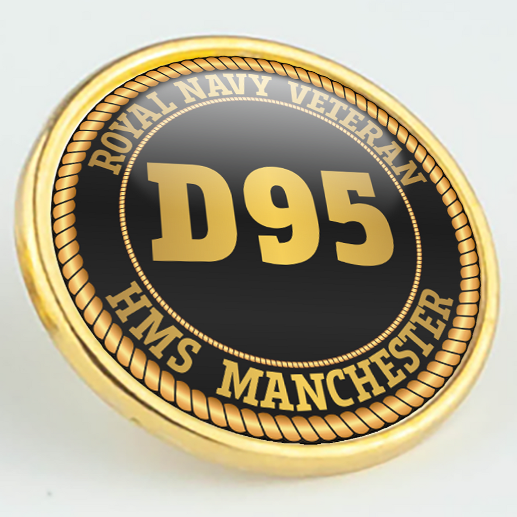 HMS Manchester D95 Pennant Number Pin/Lapel Badge — product view