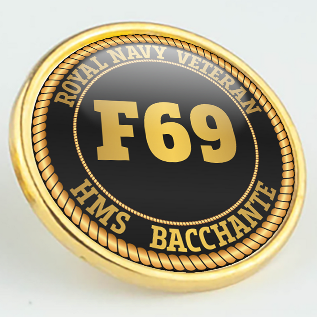 HMS Bacchante F69 Pennant Number Pin/Lapel Badge — product view