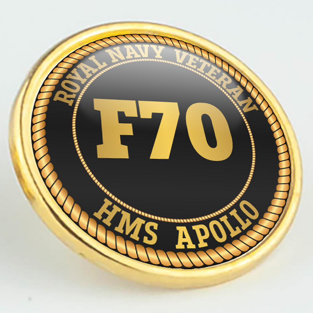 HMS Apollo F70 Pennant Number Pin/Lapel Badge — product view