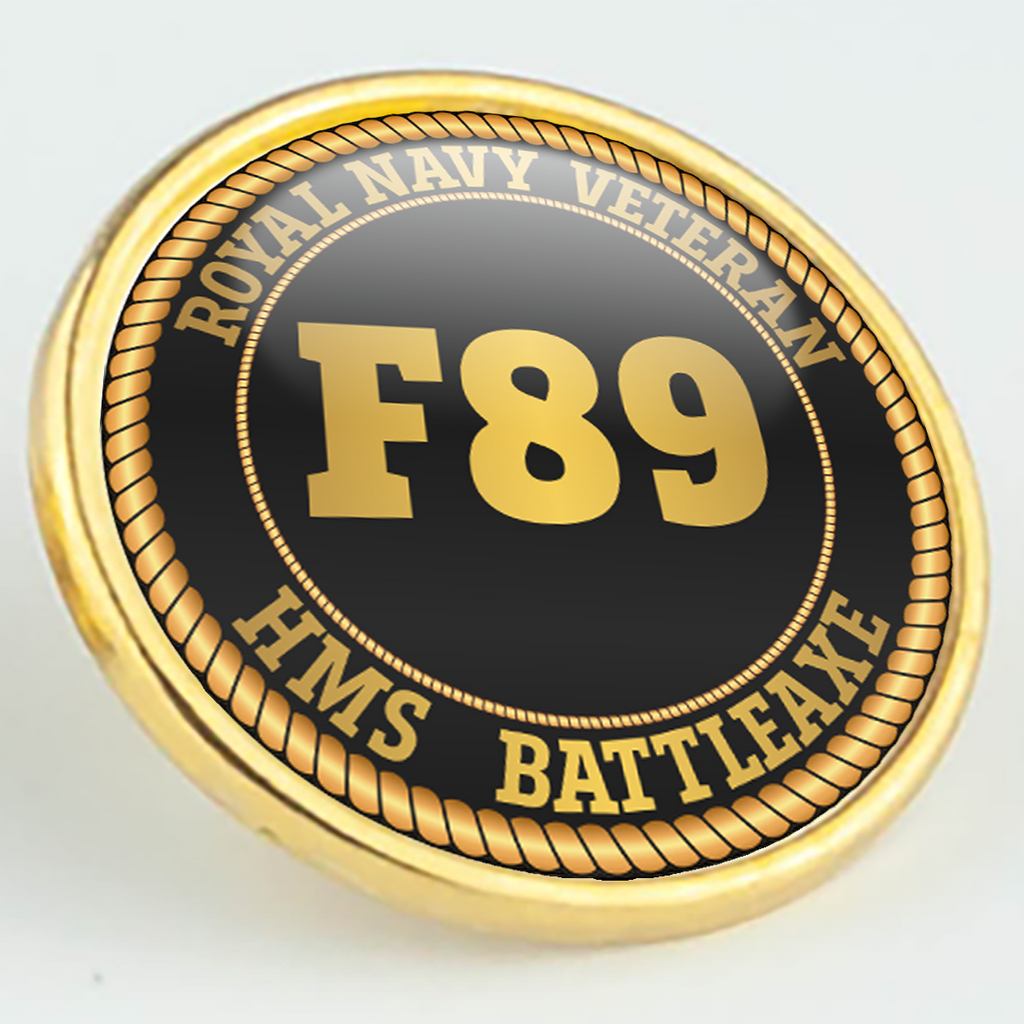 HMS Battleaxe F89 Pennant Number Pin/Lapel Badge — product view