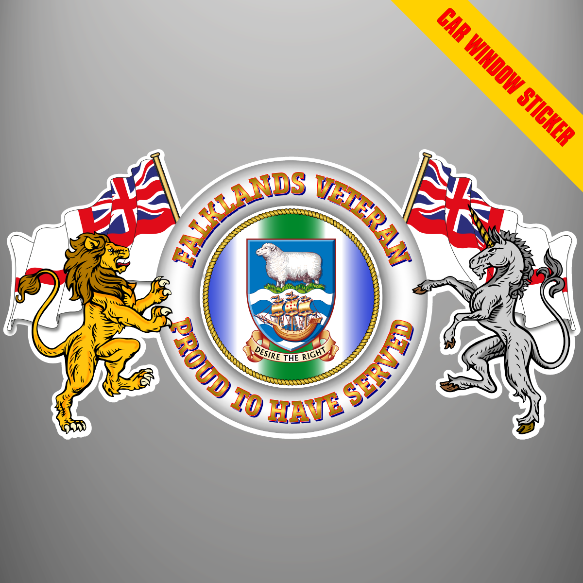 Falklands Veteran Proud to Have Served car window stickers