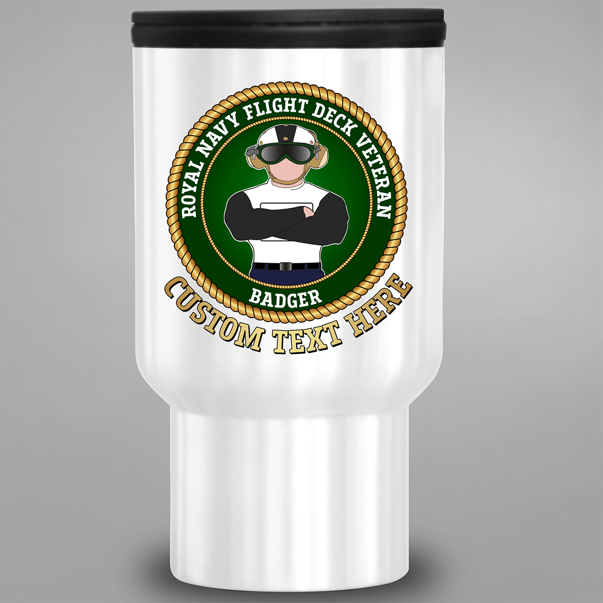 Fleet Air Arm Flight Deck Veteran Badger personalised travel mug