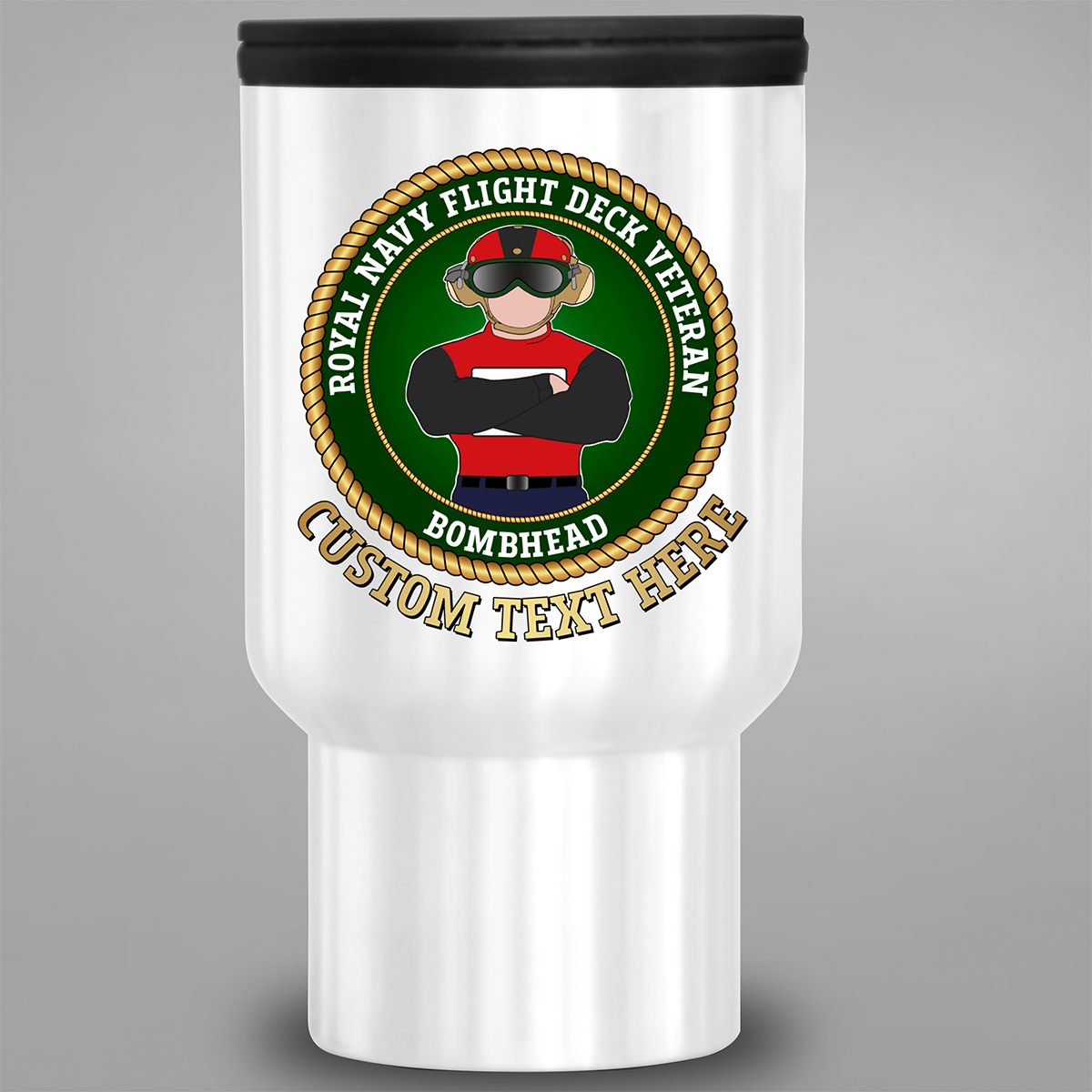 Fleet Air Arm Flight Deck Veteran Bombhead personalised travel mug