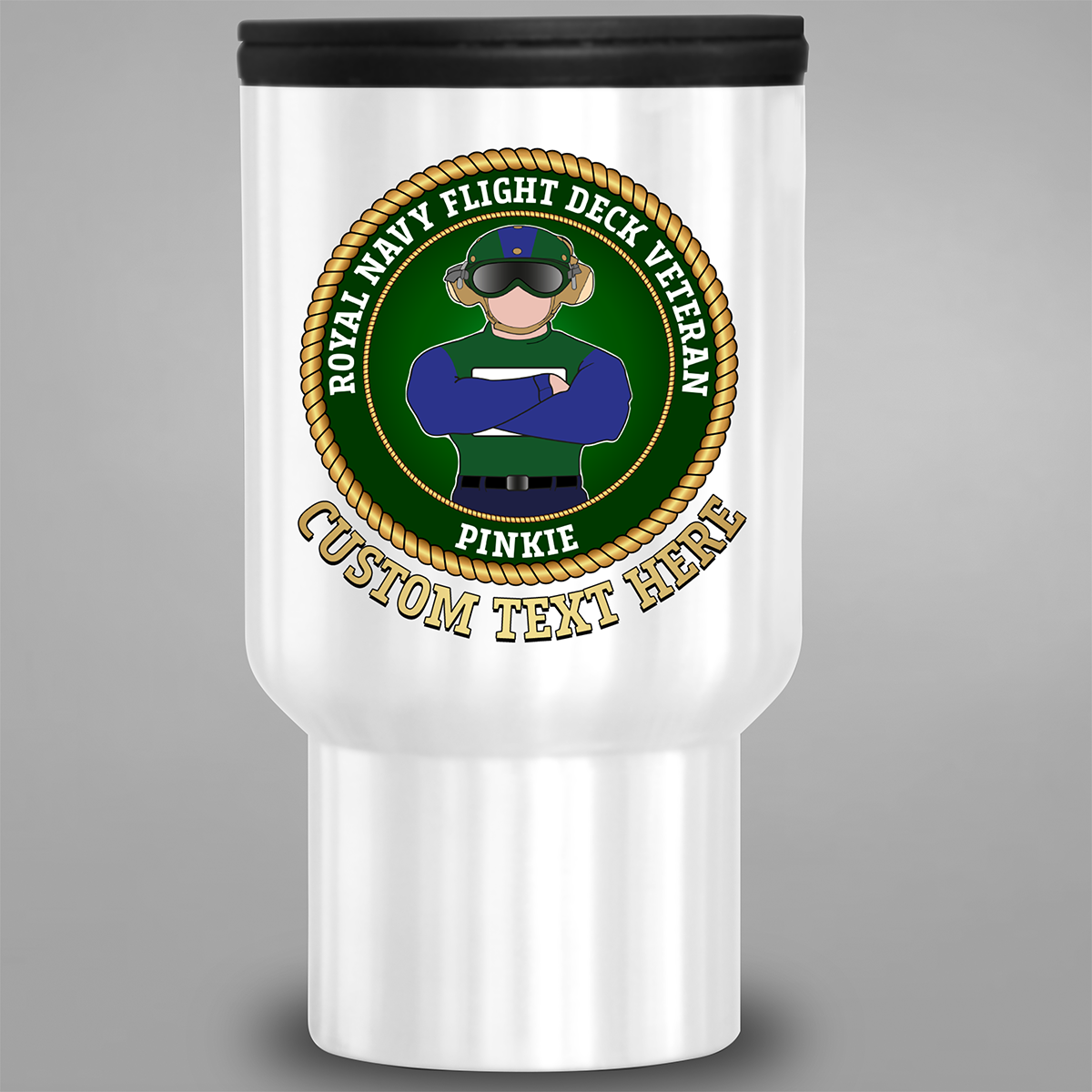 Fleet Air Arm Flight Deck Veteran Pinkie personalised travel mug