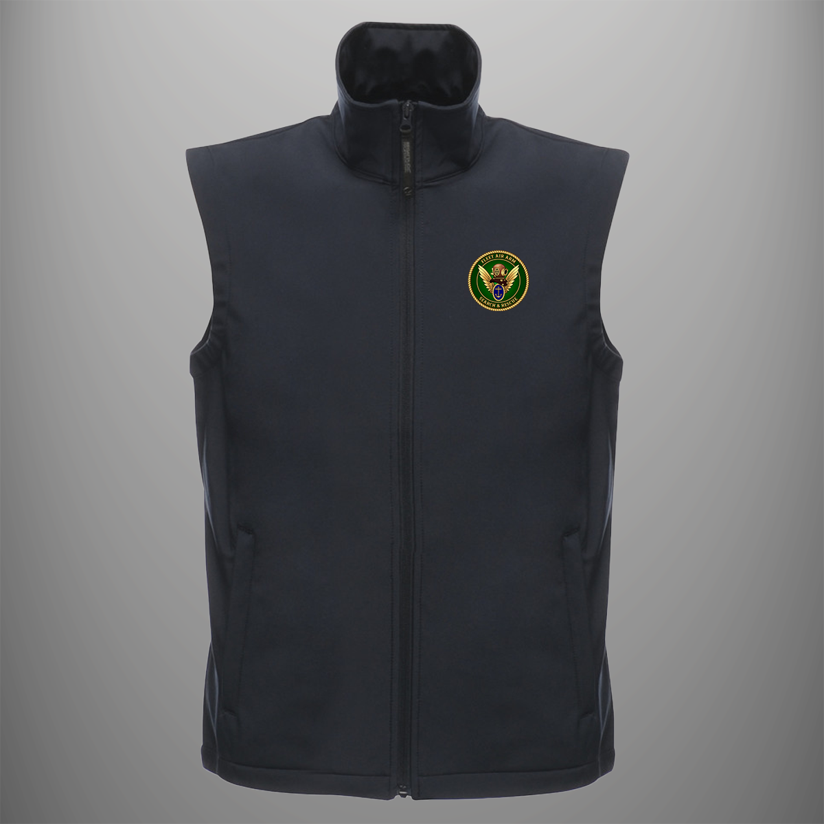 Fleet Air Arm 'SAR Diver' soft shell body warmer in navy blue — front view