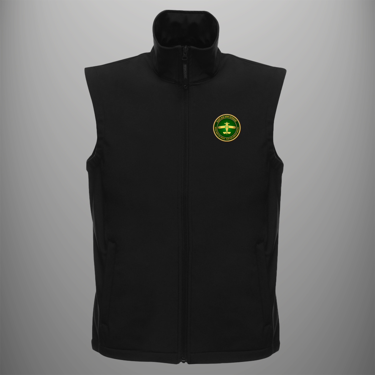 Fleet Air Arm 'Veteran' soft shell body warmer in black — front view