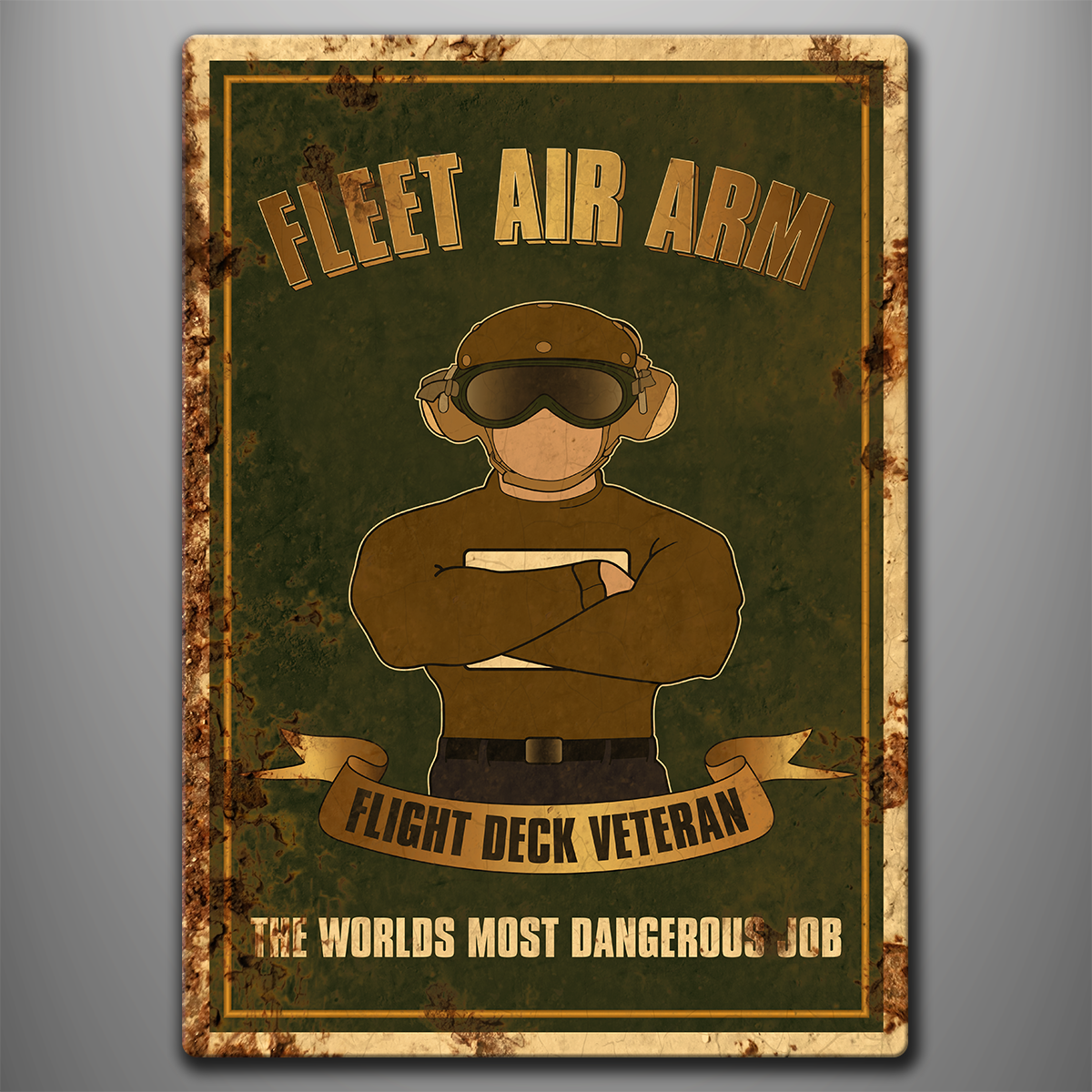 Vintage Style Aluminium Sign 'Flight Deck Veteran - Grubber'