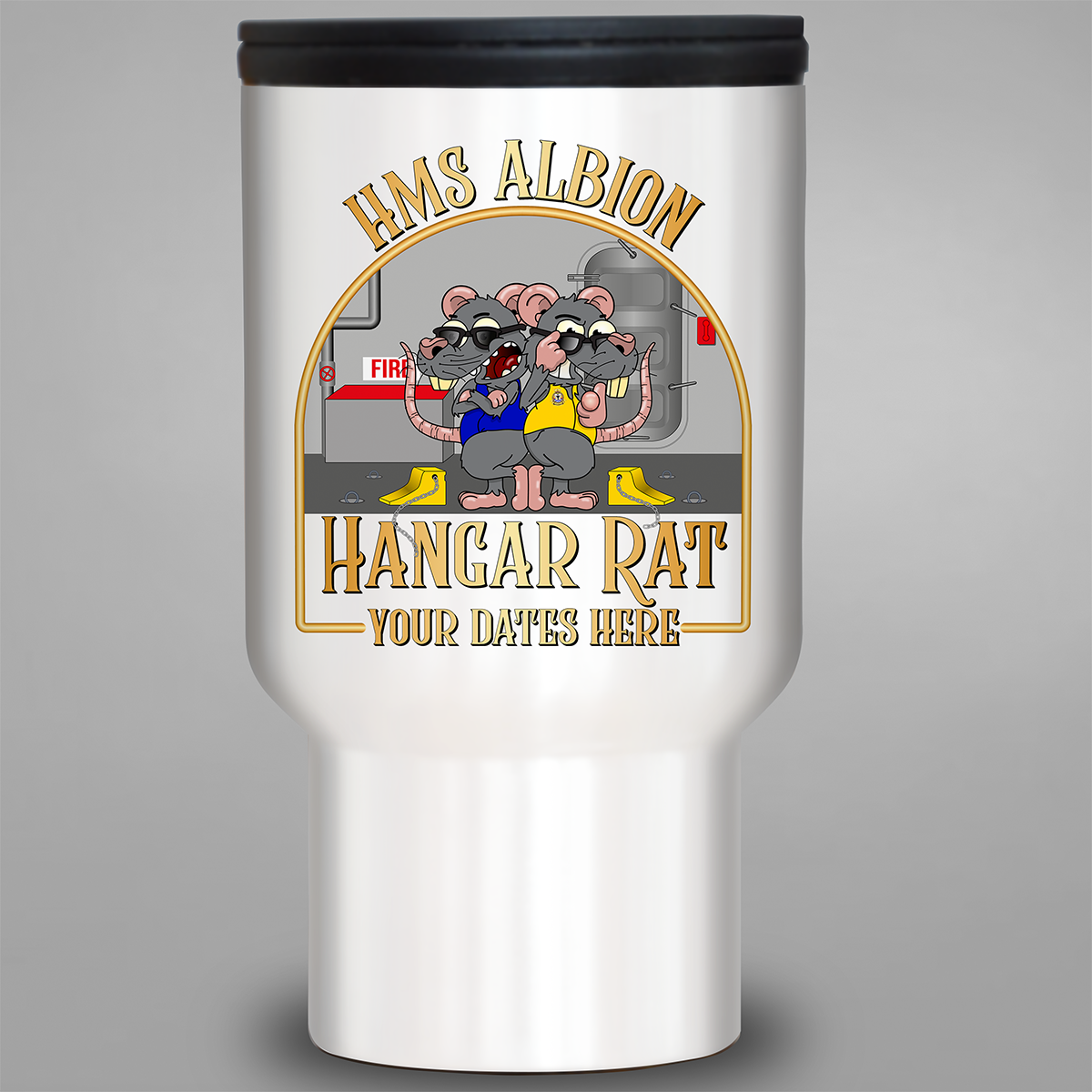 HMS Albion Hangar Rat personalised travel mug
