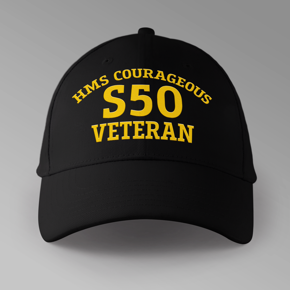 HMS Courageous S50 Veteran embroidered personalised baseball cap in black