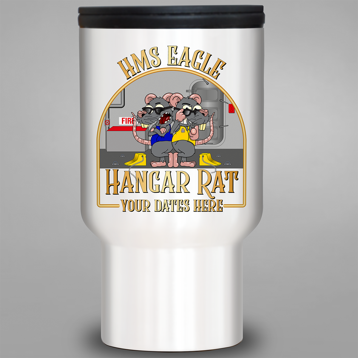 HMS Eagle Hangar Rat personalised travel mug