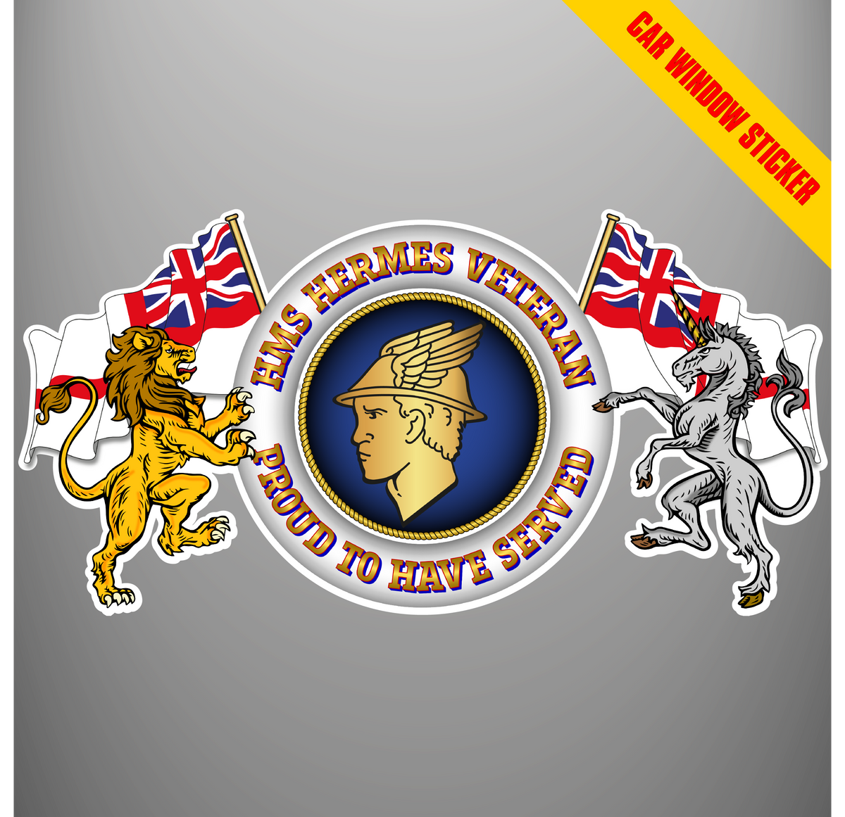 HMS Hermes R12 Veteran Proud to Have Served car window stickers