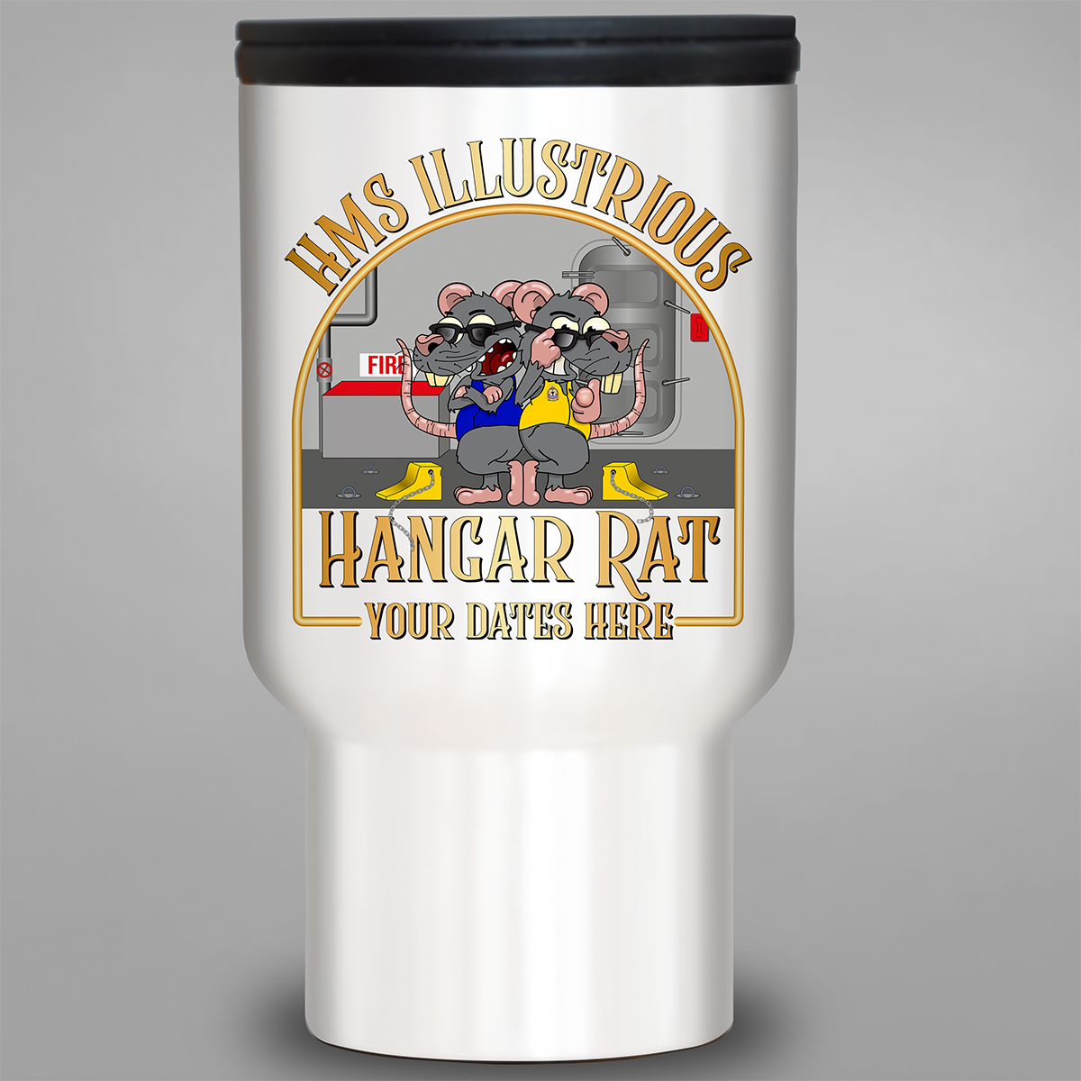 HMS Illustrious Hangar Rat personalised travel mug