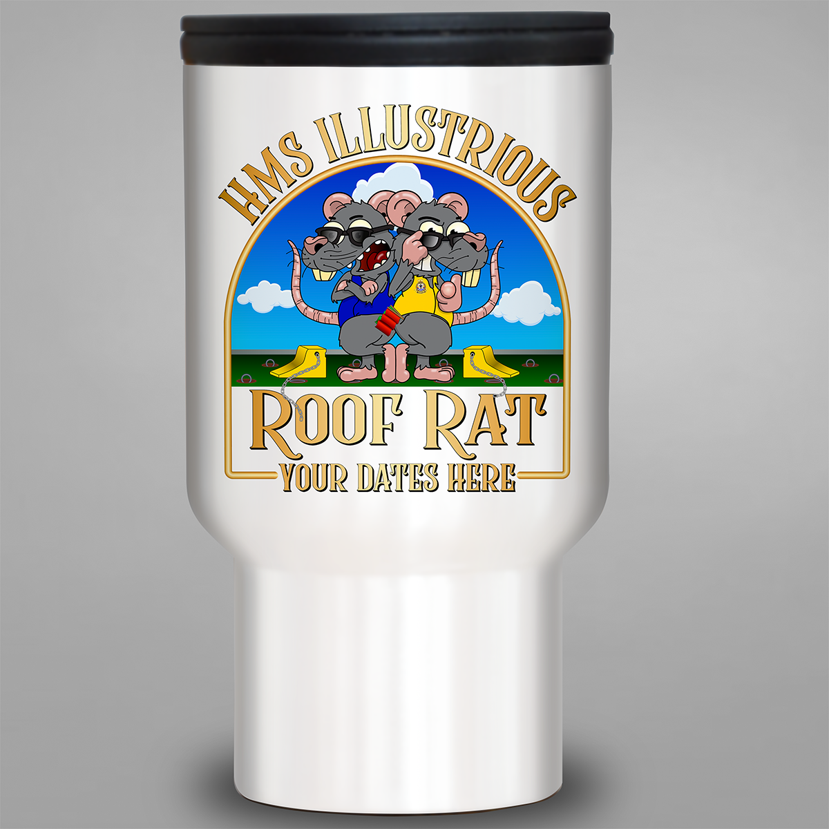HMS Illustrious Roof Rat personalised travel mug