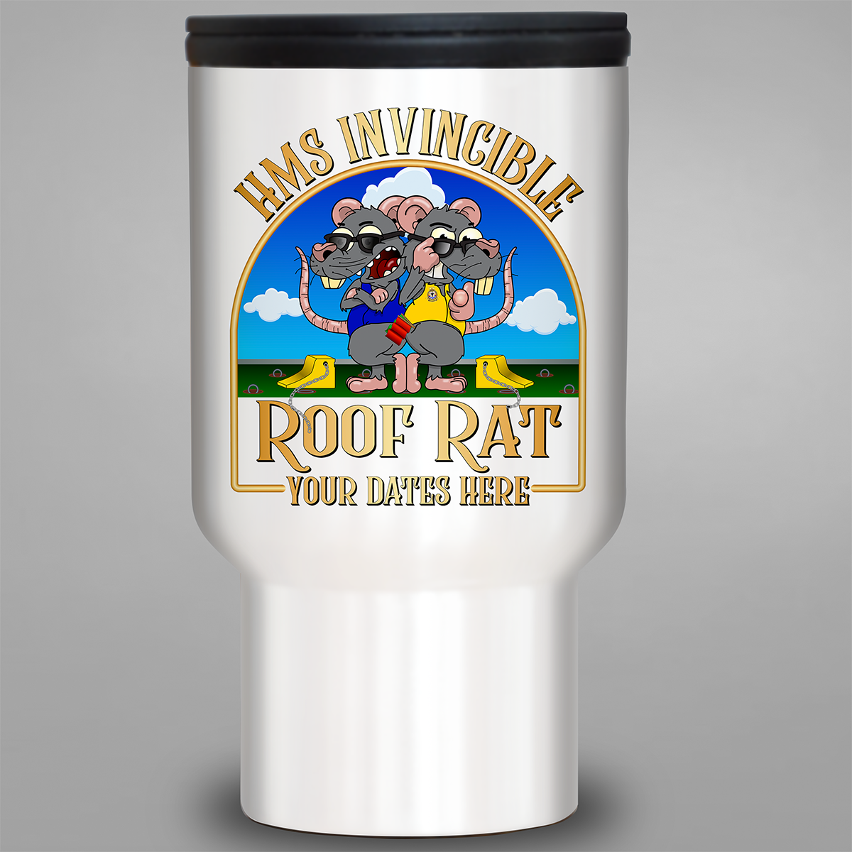 HMS Invincible Roof Rat personalised travel mug