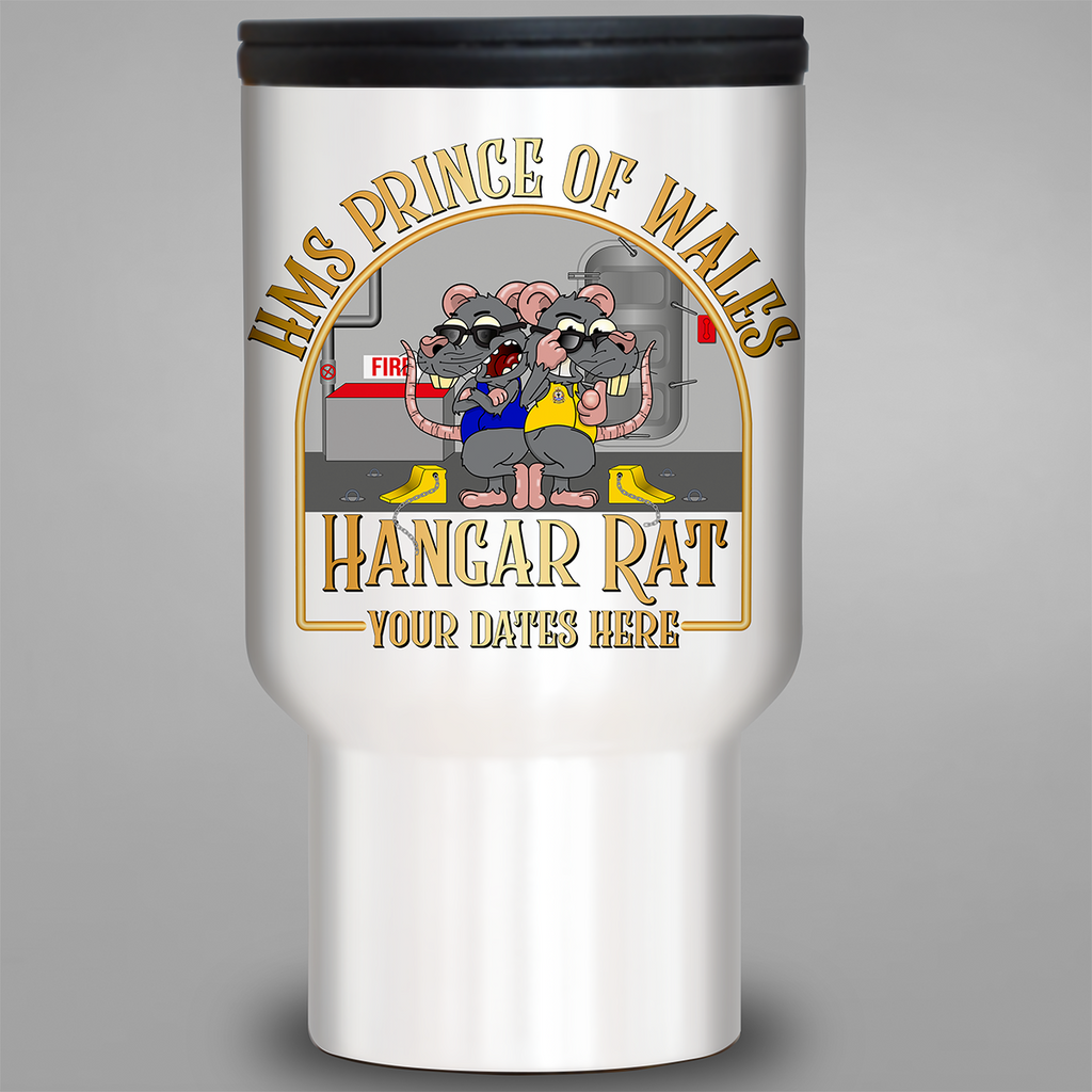 HMS Prince of Wales Hangar Rat personalised travel mug