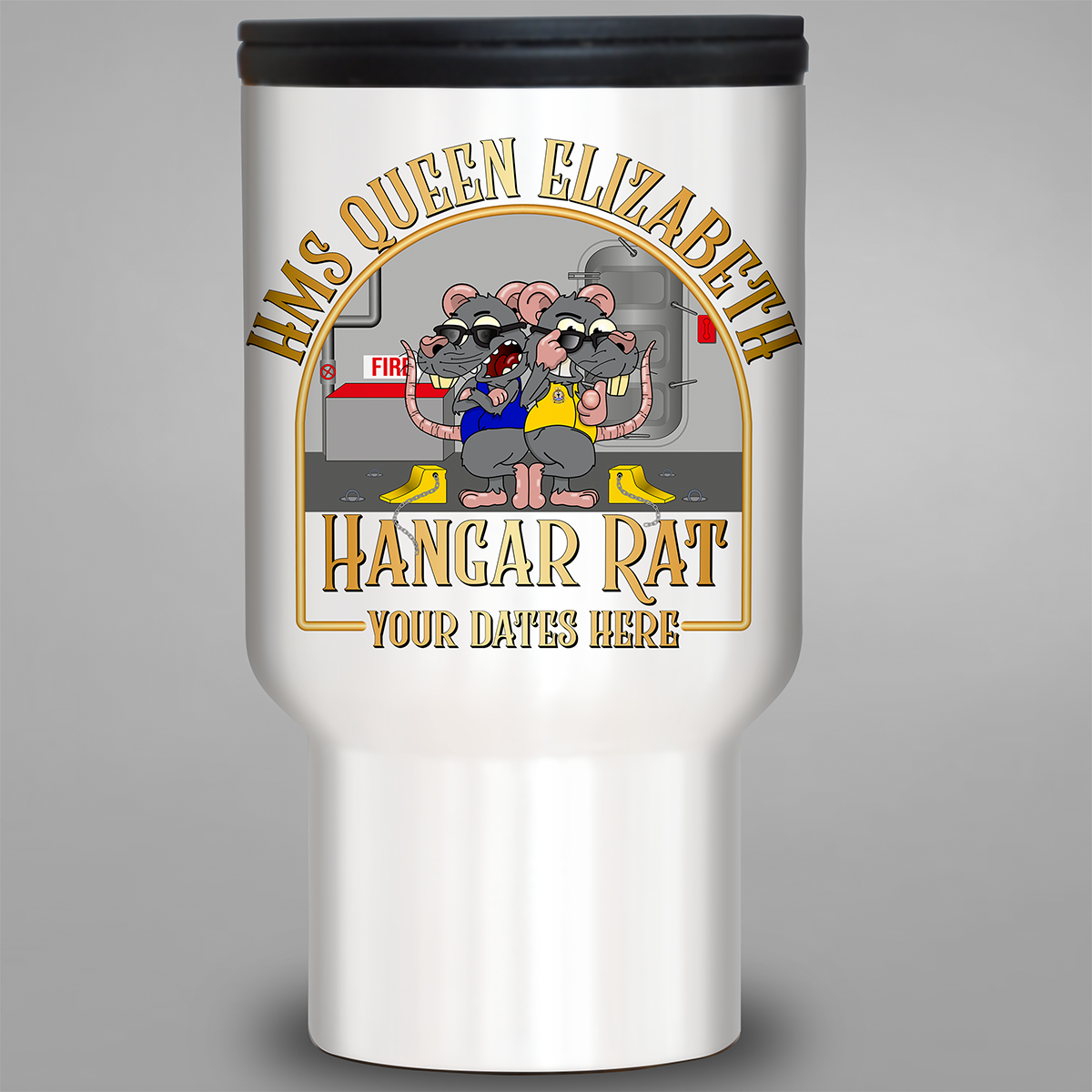 HMS Queen Elizabeth Hangar Rat personalised travel mug