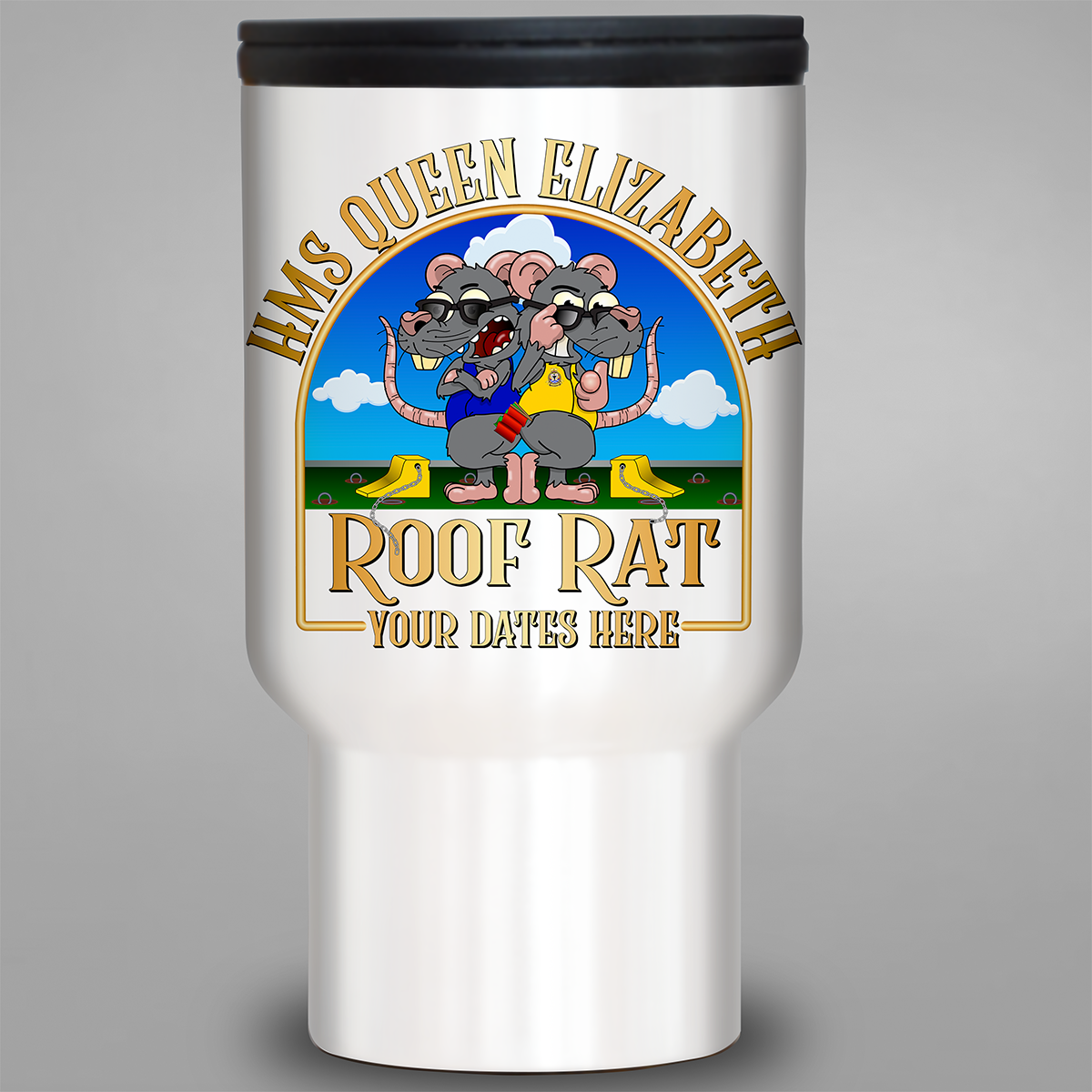 HMS Queen Elizabeth Roof Rat personalised travel mug