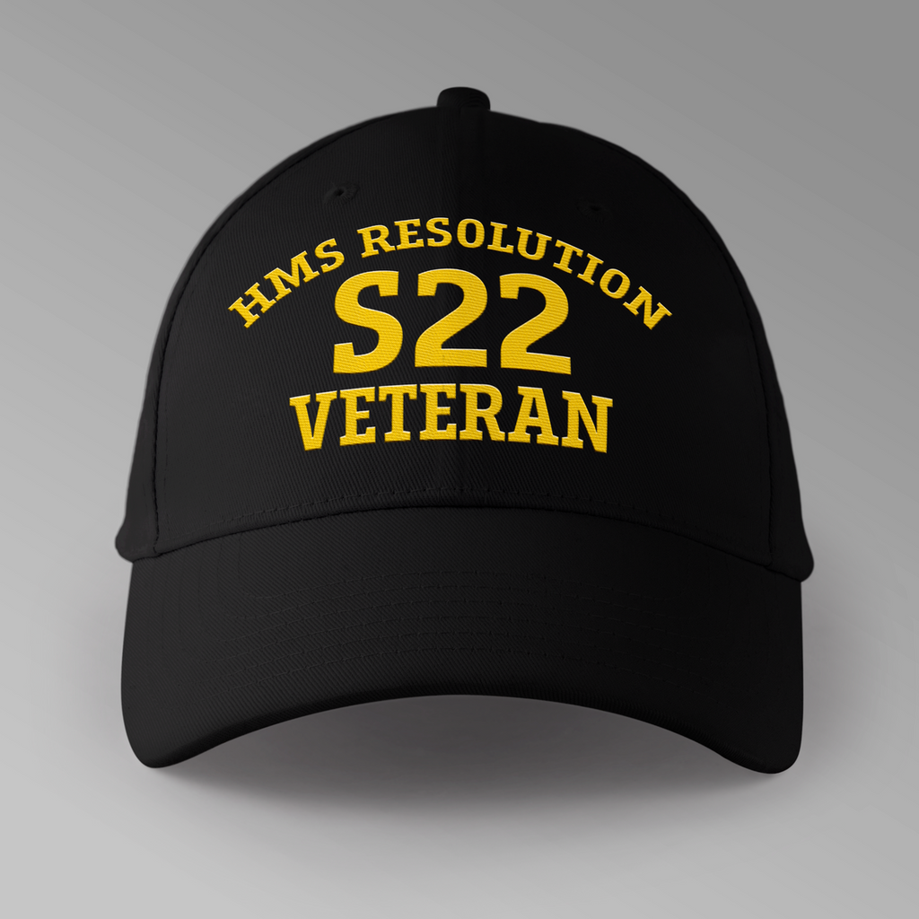 HMS Resolution S22 Veteran embroidered personalised baseball cap in black