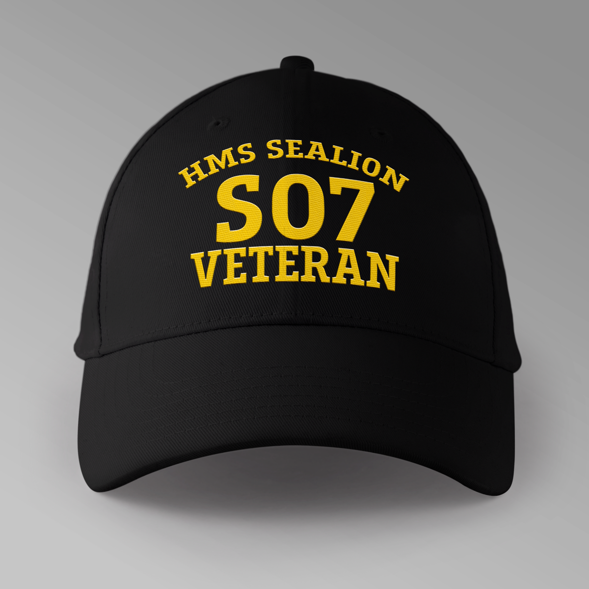 HMS Sealion S07 Veteran embroidered personalised baseball cap in black
