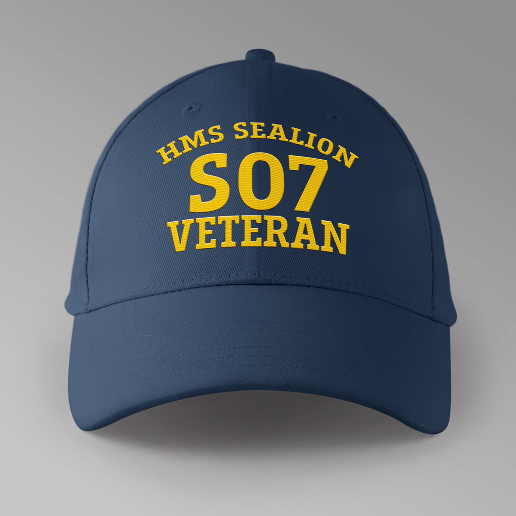 HMS Sealion S07 Veteran embroidered personalised baseball cap in navy blue