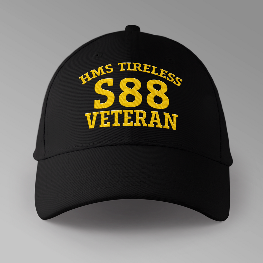 HMS Tireless S88 Veteran embroidered personalised baseball cap in black
