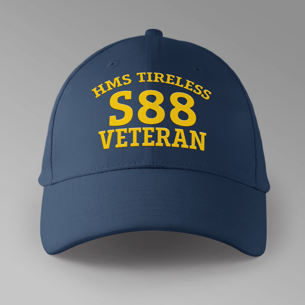 HMS Tireless S88 Veteran embroidered personalised baseball cap in navy blue