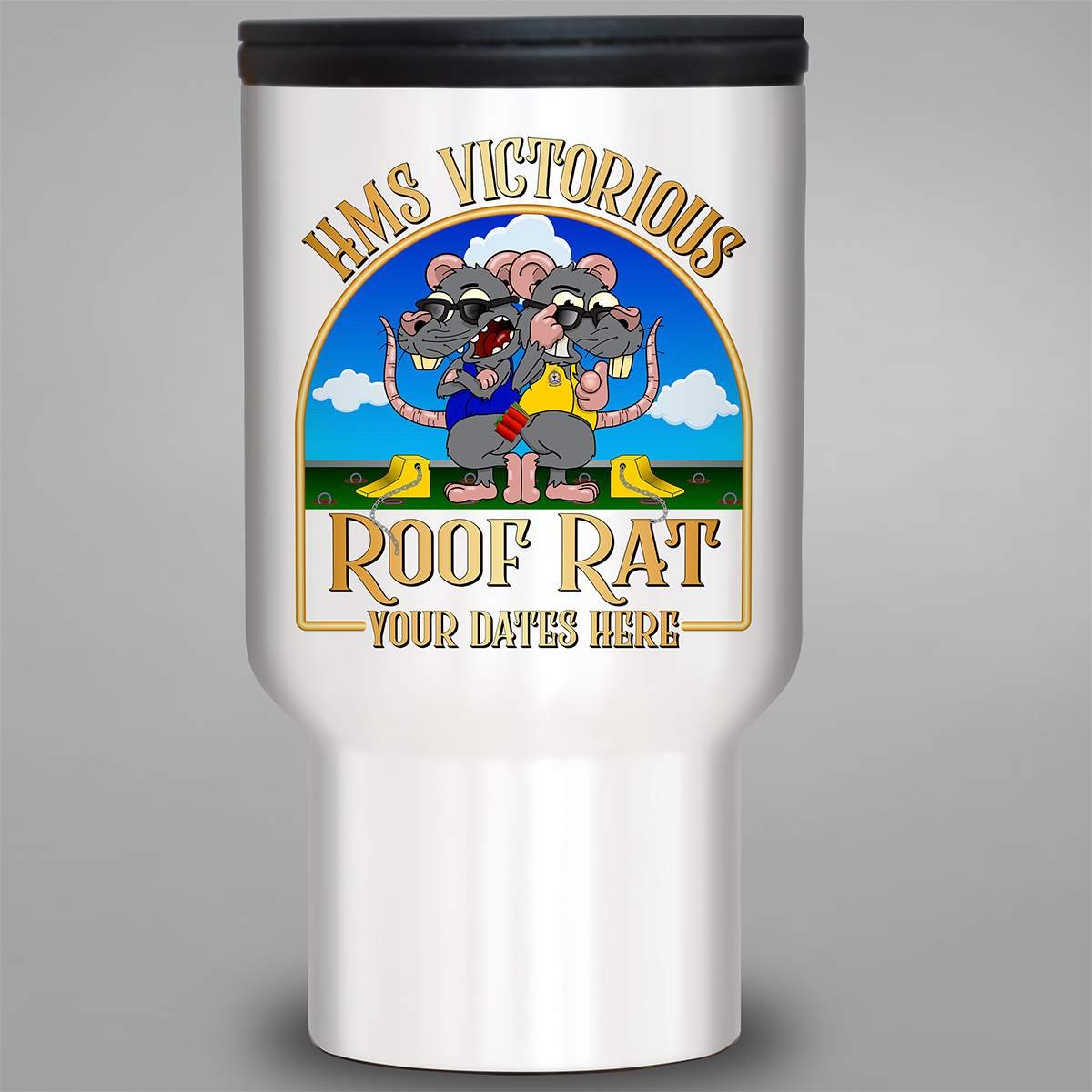 HMS Victorious Roof Rat personalised travel mug