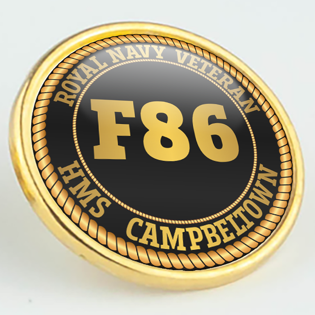 HMS Campbeltown F86 Pennant Number Pin/Lapel Badge — product view