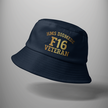 Load image into Gallery viewer, Royal Navy Veteran &#39;HMS Diomede F16&#39; - Pennant Number Bucket Hat
