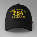 HMS Exmouth F84 Veteran — embroidered personalised baseball cap in black — front view