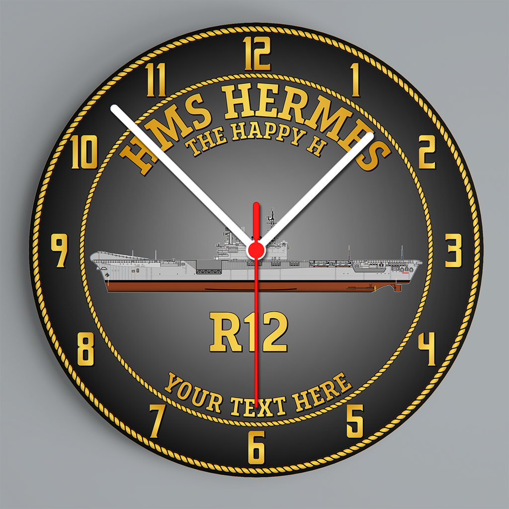 HMS Hermes (R12) Glass Hanging Photo Clock