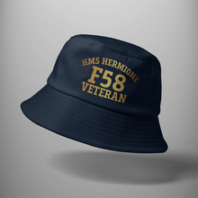 Load image into Gallery viewer, Royal Navy Veteran &#39;HMS Hermione F58&#39; - Pennant Number Bucket Hat

